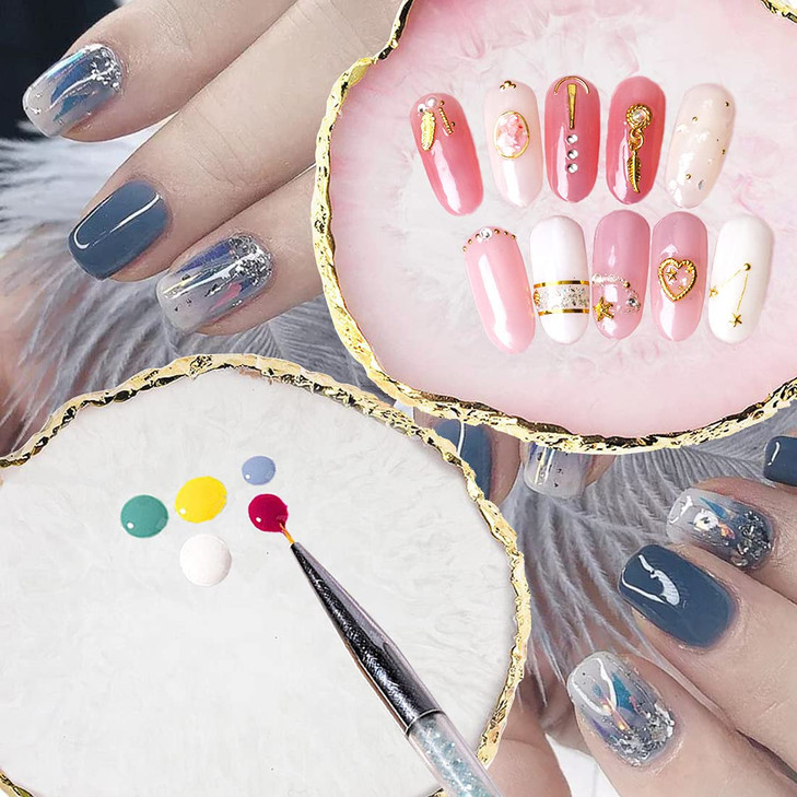 Resin Nail Art Palette Nail Painting Mixed Color Palette Gilded Edge Nail Gel Color Makeup Display Board Pallet Green