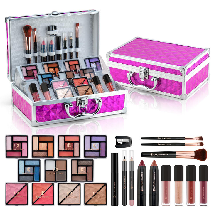 Color Nymph Girls Makeup Kits for Teen Beginner Makeup Kit For Girls Non Toxic Makeup Set wTrain Case 24pcs Cosmetics Ey