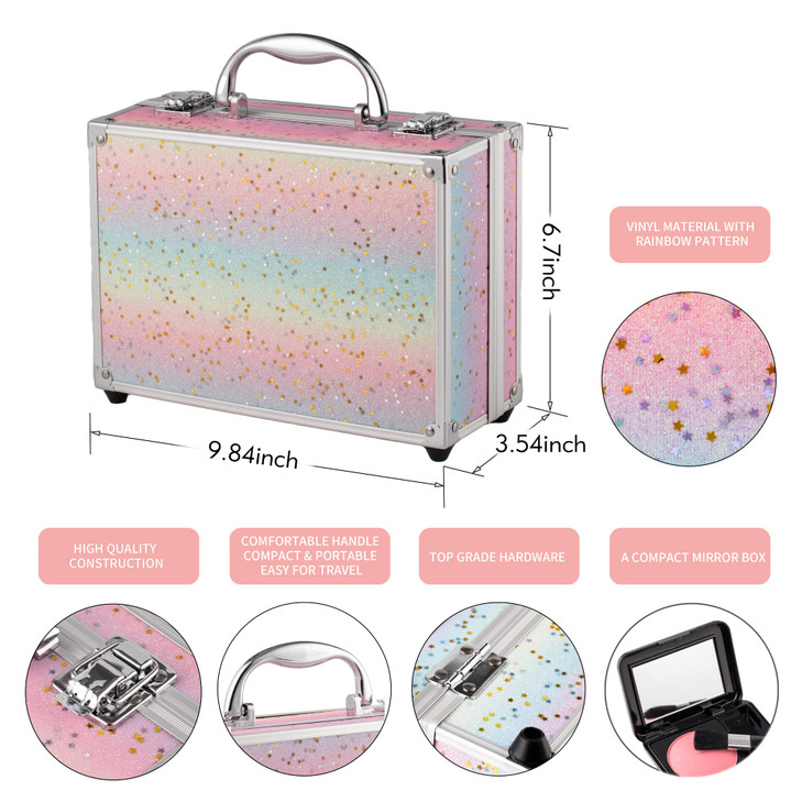 Hot Sugar Makeup Kit for Teenager Girls Full Starter Cosmetics Set with Eye Shadow Lip Balm Blush Lip Gloss Brush Lip Pe