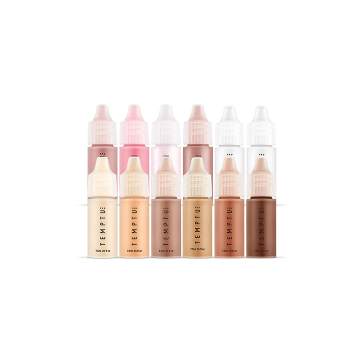 TEMPTU SB SiliconeBased Airbrush Foundation Blush Highlighter Set LongWear Makeup Buildable Coverage Healthy Hydrated Gl