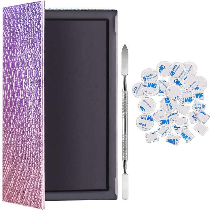 Sumind Magnetic Palette Mermaid Empty Makeup Palette with 1 Depotting Spatula and 30 Pcs Adhesive Metal Stickers for Eye