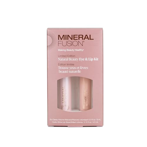 Mineral Fusion Lip Gloss Mascara Makeup Kit Natural Beauty Eye Lip Duo So Classy Voluminous Mascara in Jet Black Shiny N