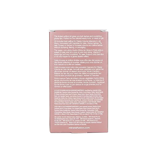 Mineral Fusion Lip Gloss Mascara Makeup Kit Natural Beauty Eye Lip Duo So Classy Voluminous Mascara in Jet Black Shiny N