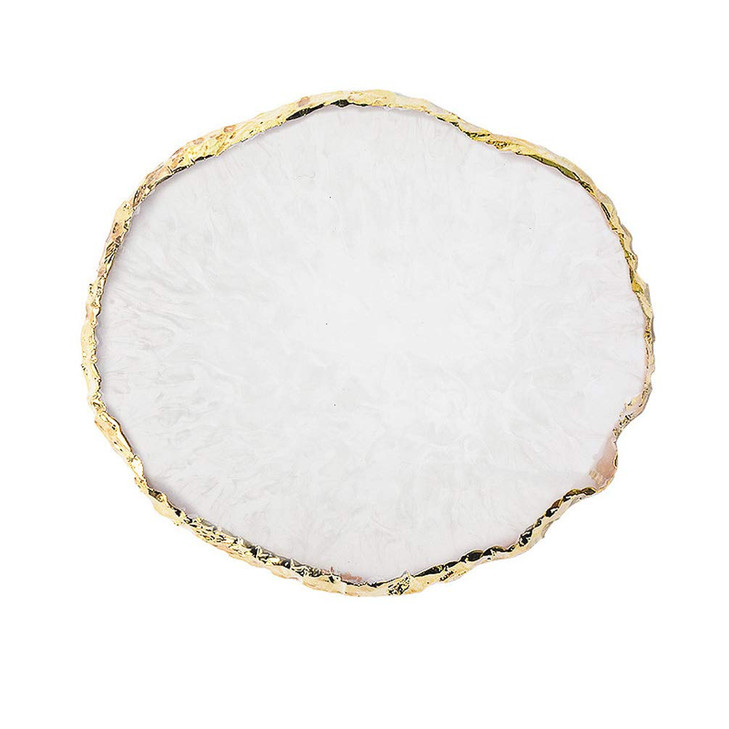 JASSINS Resin Nail Art PaletteNail Art Painting Mixed Color Palette Gold Edge Nail Gel Color Makeup Display Board White