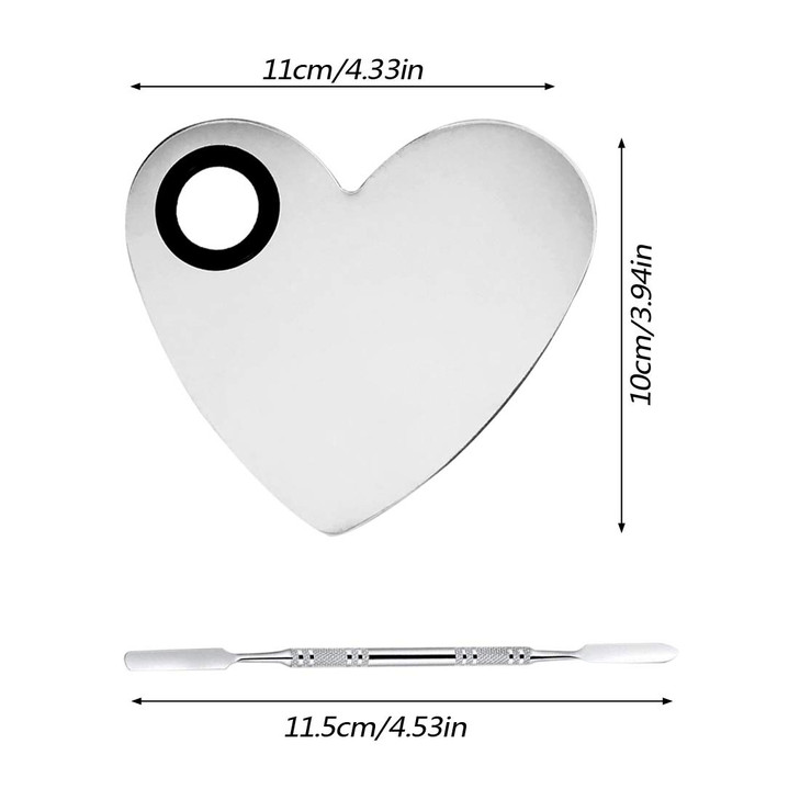 AYWFEY 2 Sets 2 in 1 Makeup Mixing Palette Stainless Steel Cosmetic Makeup Palette Tray with Spatula Professional Makeup