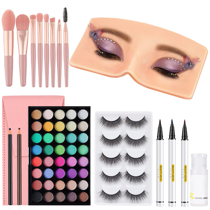 3D Reusable Makeup Mannequin Practice Face Board with Eyeshadow Palette for Makeup Artists Beginners