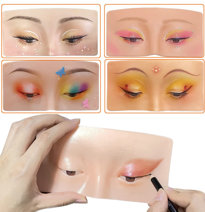 3D Reusable Makeup Mannequin Practice Face Board with Eyeshadow Palette for Makeup Artists Beginners