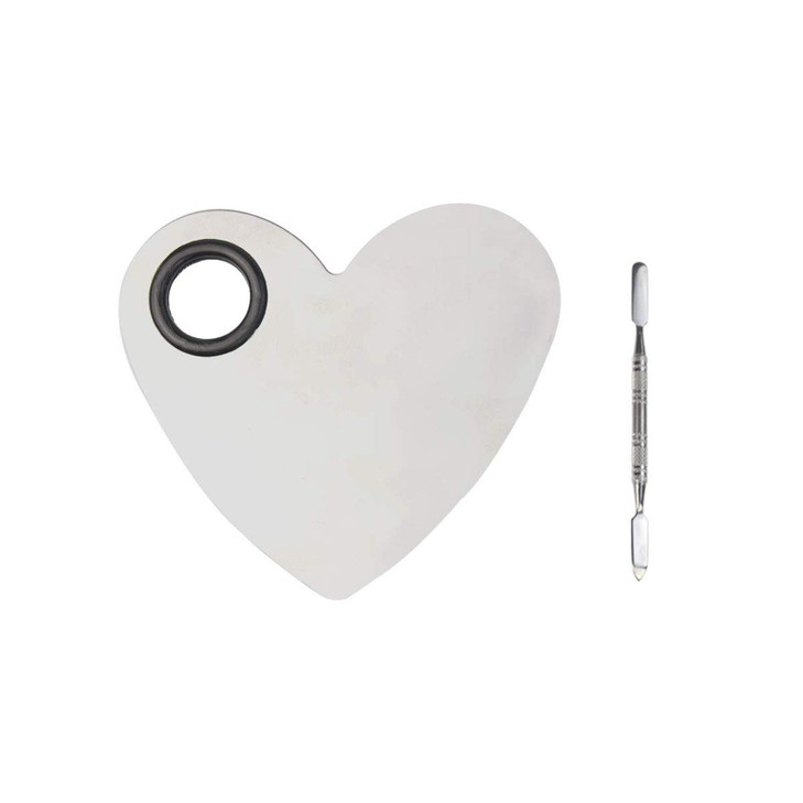 obmwang Stainless Steel Heart Shaped Makeup Palette Spatula Makeup Artist Makeup Enthusiast Tools for Blending Cosmetic