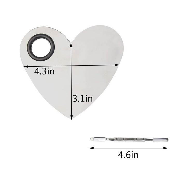 obmwang Stainless Steel Heart Shaped Makeup Palette Spatula Makeup Artist Makeup Enthusiast Tools for Blending Cosmetic