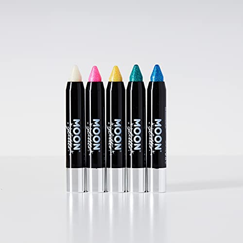 Iridescent Glitter Paint StickBody Crayon makeup for the Face Body by Moon Glitter 012oz Set of 5