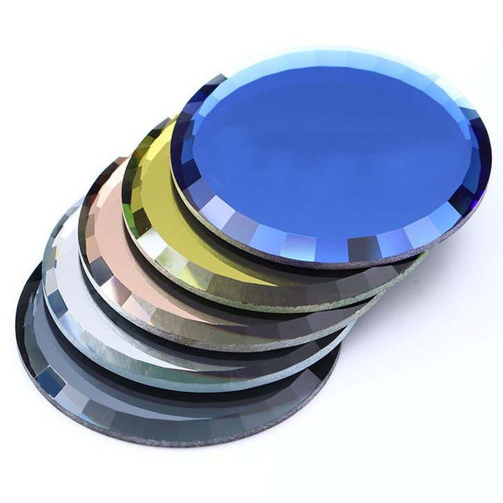 5Pcs Mirror Empty Nail Art Palettes Plate Round Glass Manicure Palette Nail Art Display Tray Board Holder Gel Polish Dra