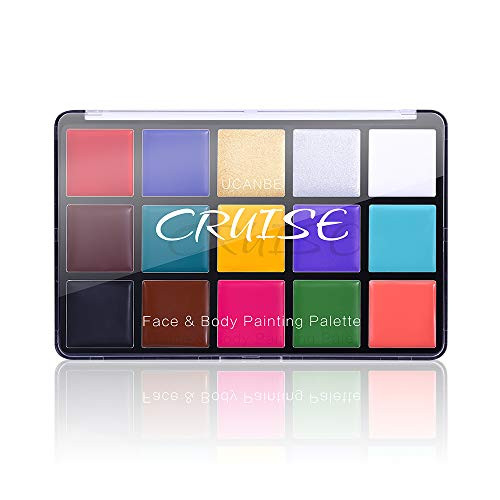 UCANBE Face Body Paint Oil Professional 15 Colors FX Makeup Palette Non Toxic Hypoallergenic Safe Facepaint for Hallowee
