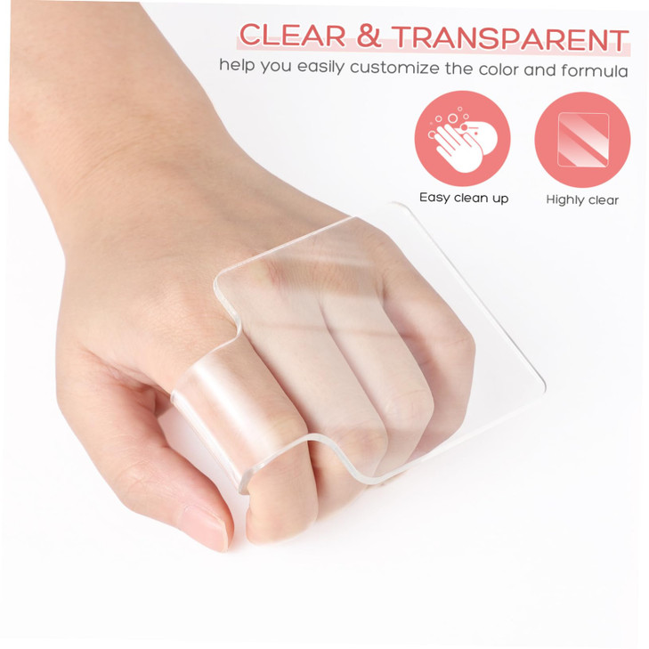 Minkissy 3pcs Makeup Hand Palette Acrylic Nail Art Manicure Palette Makeup Palette Spatula for Home Salon Professional