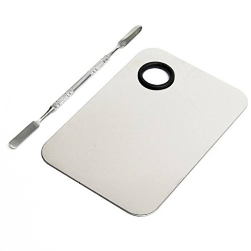 Onwon Stainless Steel Professional Pro Lady Cosmetic Makeup Palette Nail Eye Shadow Mixing Makeup Palette with Spatula T