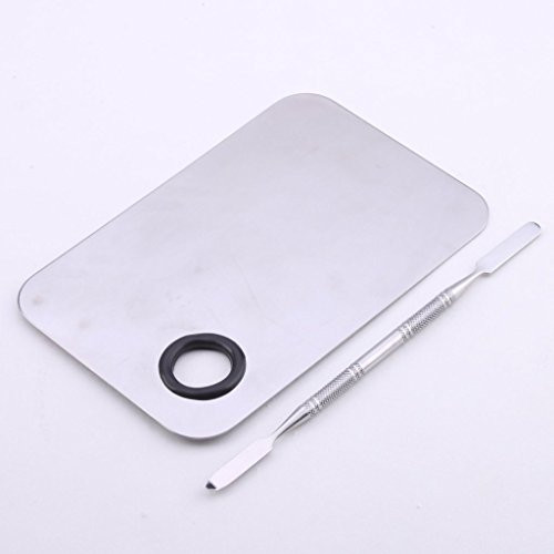 Onwon Stainless Steel Professional Pro Lady Cosmetic Makeup Palette Nail Eye Shadow Mixing Makeup Palette with Spatula T