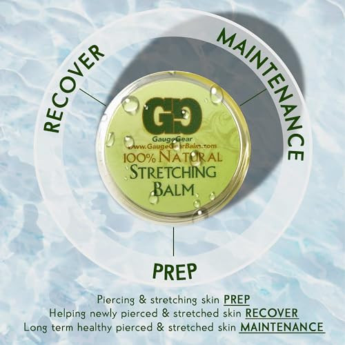 Gauge Gear Ear Stretching Balm 10 ml Jar Piercing Aftercare Stretched or Damaged Skin Care All Natural Moisturizing Salv