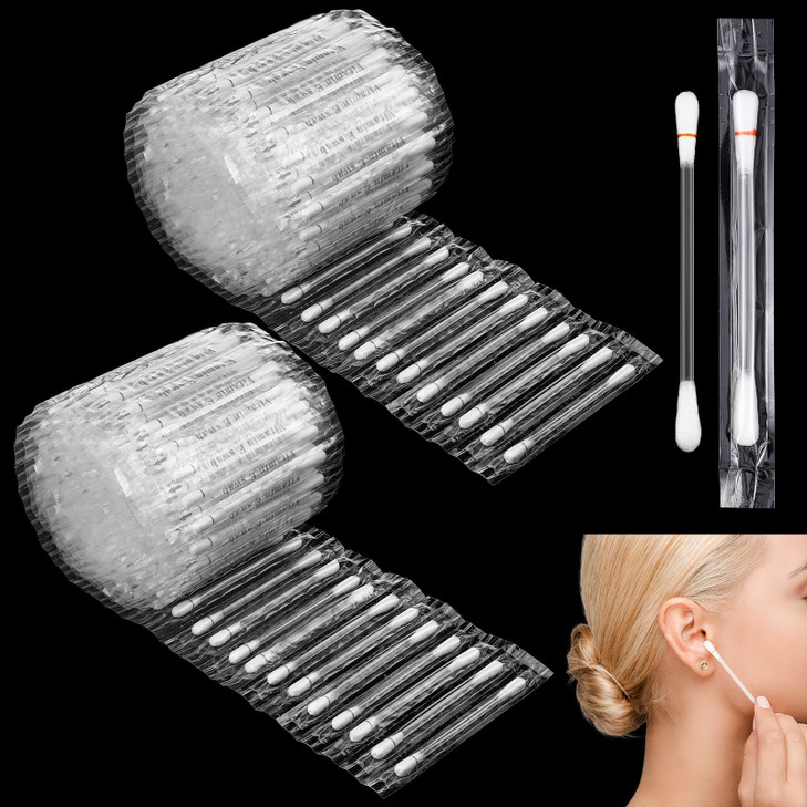 Hoolerry 200 Pcs Piercing Aftercare Swabs Disposable Individually Packaged Saline Solution Swabs for Hole Cleaner Keloid