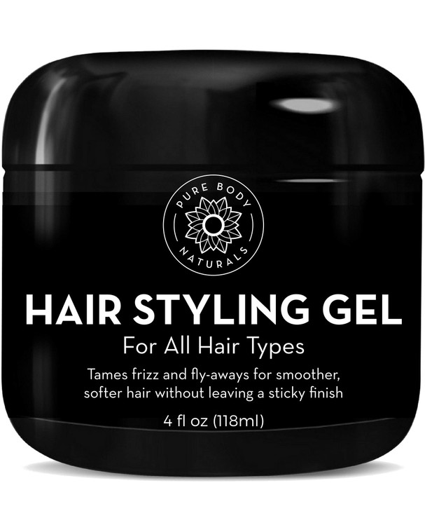 Pure Body Naturals Hair Gel for Men Natural Ingredients with Hydrating Aloe For Firm Healthy Hair 4 Fl Oz