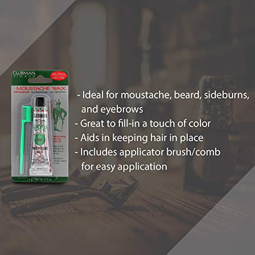 Clubman Moustache Wax Hang Pack Neutral Color 05 oz x 3 packs