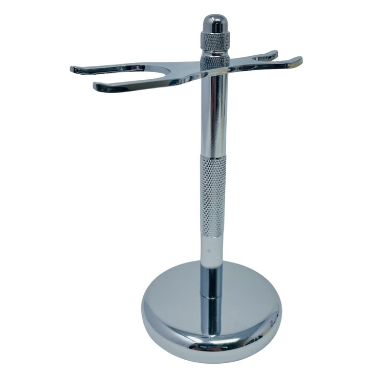 GBS Chrome Brush and Razor Stand Textured Chrome Shaving Stand Stylish and Unbreakable Stand Best for Your Bathroom Ever
