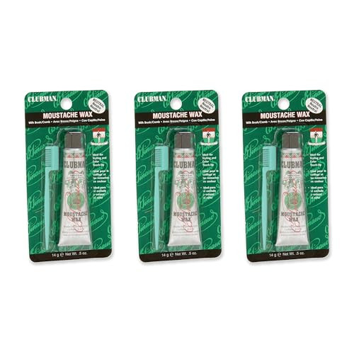 Clubman Pinaud Moustache Wax with Comb Applicator Neutral 05 Oz Pack of 3