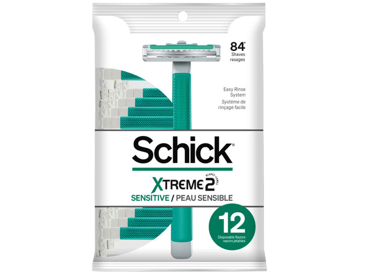 Schick Slim Twin ST 2 Disposable Razors for Men Sensitive Skin Shaving Razor 12 Count