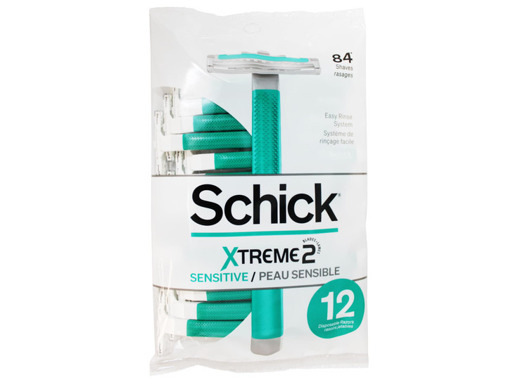 Schick Slim Twin ST 2 Disposable Razors for Men Sensitive Skin Shaving Razor 12 Count