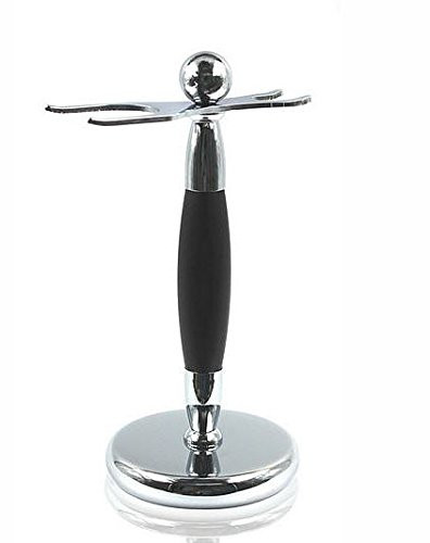 Spitalfields Shaving Company Premium Grade Brush and Razor Stand Millwall 39 Chrome with Black Trim