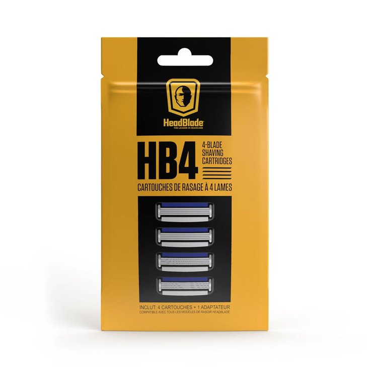 HeadBlade Mens HB4 Refill Shaving Razor Blades Stainless Steel Blades for No Tugging or Pulling Shave Less Works for Fac