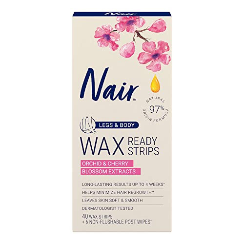 Nair Hair Remover Wax Ready Strips Legs and Body Hair Removal Wax Strips 40 Count 3 Pack