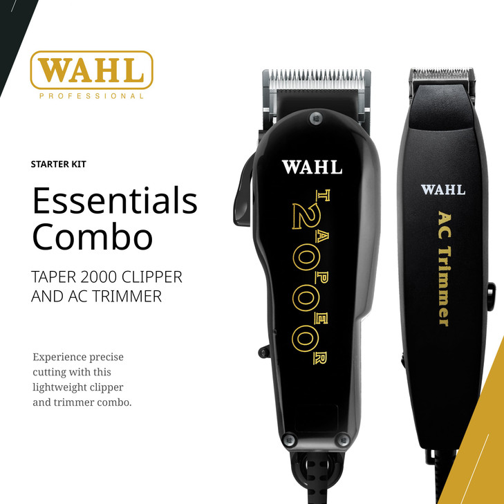 Wahl Professional Essentials Corded Combo Includes Taper 2000 Clipper and AC Trimmer Adjustable Lightweight