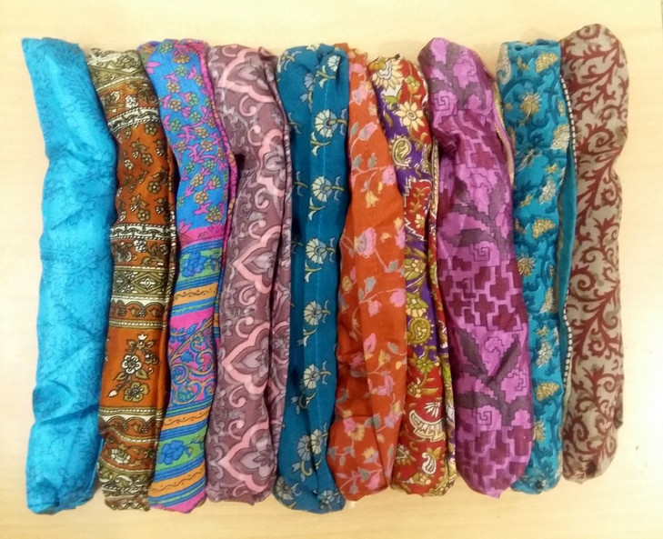 SARJANA Pack of 10 Pieces Womens Mens Headband Wide Hair Bands Bandana Colorful Boho Head Wraps Silk Printed