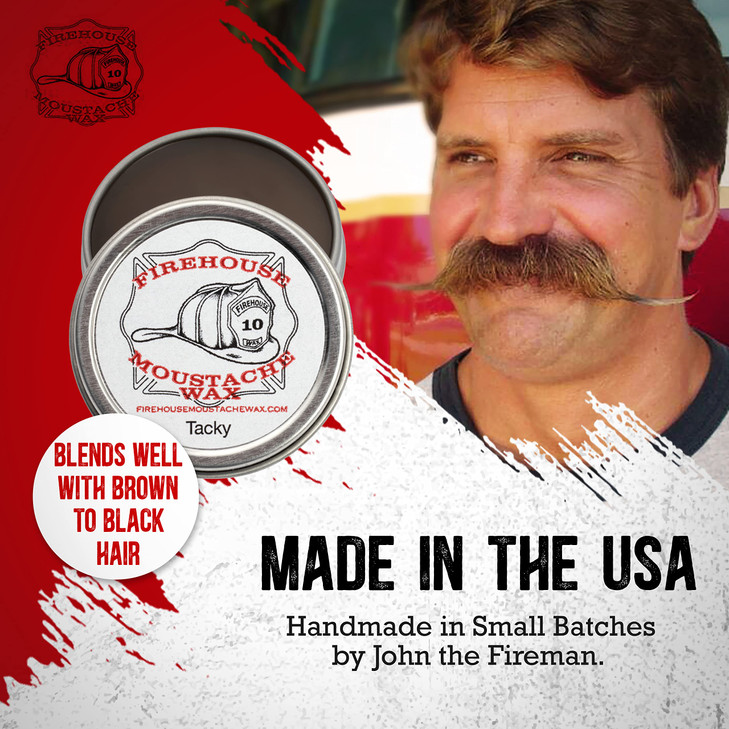 Firehouse Moustache Wax Made in USA for Beard Mustache Shaping AllWeather Naturally Scented and Colored Beard Wax WACKY