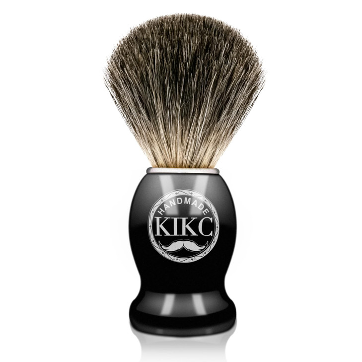 KIKC Hand Crafted Pure Badger Shaving Brush for Wet Shave Soft Bristle Wood Handle Black Color Best Gift for Bearded Man