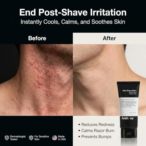 Anthony After Shave Balm for Men Cooling Hydrating Lotion with Vitamins A C E Aloe Vera Botanical Extracts 3 fl oz After