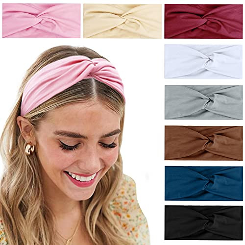 Turban Headbands for Women Boho Wide Womens Headbands for Hair Non Slip Twist Head Bands Headwraps Short Hair Stretchy T