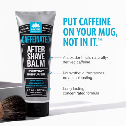 Pacific Shaving Company Caffeinated Aftershave Mens Grooming Product Antioxidant Daily Face Lotion After Shave Spearmint