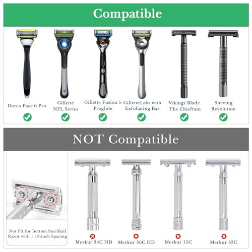 Linkidea Stainless Steel Safety Razor Stand Polished Chrome Travel Shaving Razor Holder Compatible with Long Handle Safe