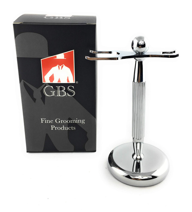 GBS Brush and Razor Stand Lined Chrome Shaving Stand Stylish and Unbreakable Stand Best for Your Bathroom Everyday Groom