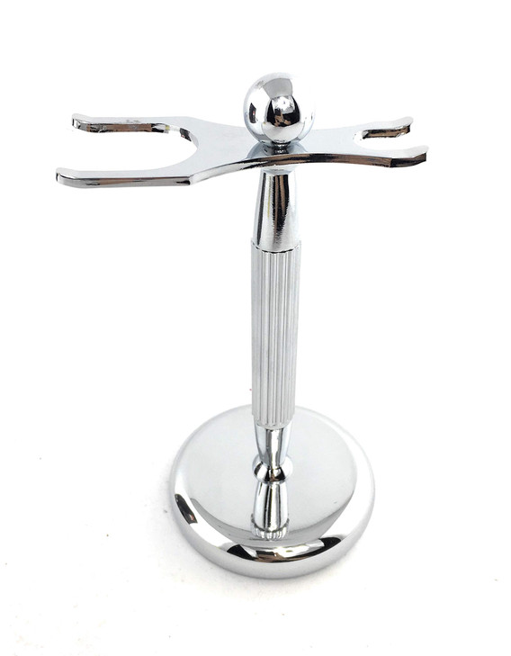 GBS Brush and Razor Stand Lined Chrome Shaving Stand Stylish and Unbreakable Stand Best for Your Bathroom Everyday Groom