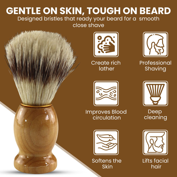 Iconikal 2Pack Wood Handled Badger Hair Shaving Brush For Use With AeorsolFree Shaving Cream