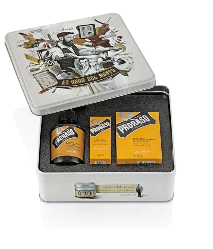 Proraso Wood and Spice Complete Beard Care Kit Beard Wash Oil and Balm with Warm Woodsy Scent Premium Italian Gift Set f