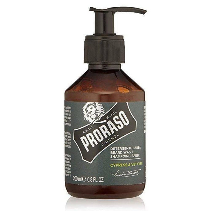 Proraso Cypress and Vetyver Beard Wash Moisturizing Cleansing Bergamot Vetiver Beard and Face Wash Mens Facial Cleanser
