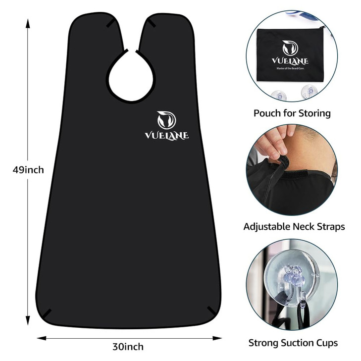 VUELANE Beard Bib Beard Apron Beard Bib Hair Catcher for Men Shaving NonStick Beard Bib Apron for Men with Strong Suctio