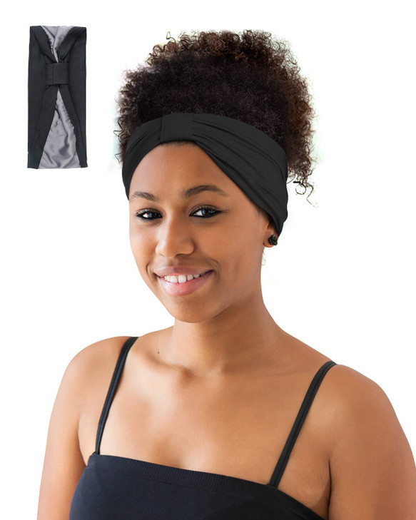 Winitas Satin Lining Headbands for Women Black Thick Hair