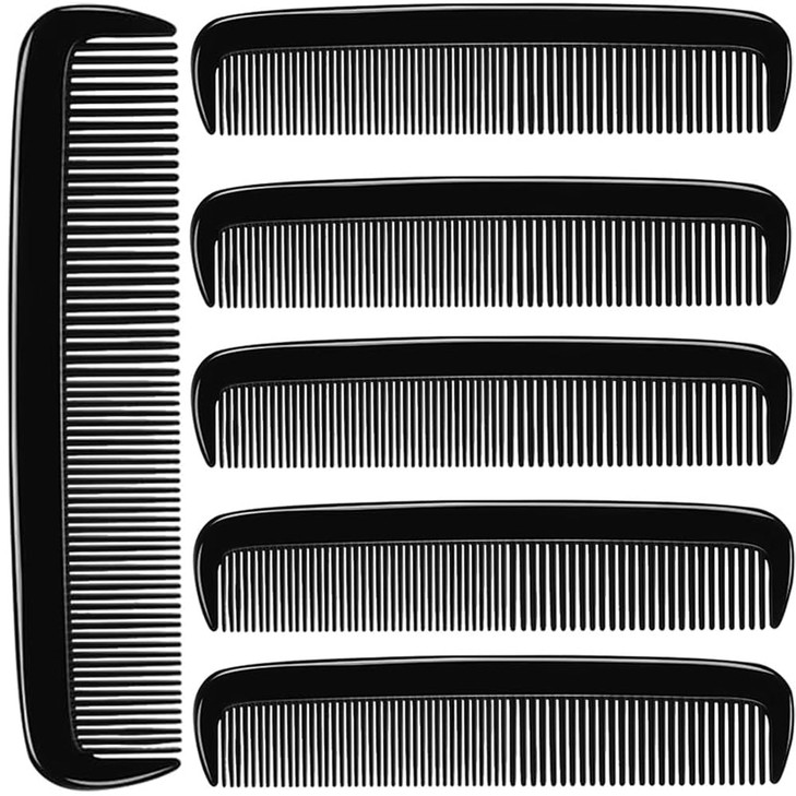 LUXXII 6 Pack 5 Pocket Hair Comb Beard Mustache Combs for Mens Hair Beard Mustache and Sideburns