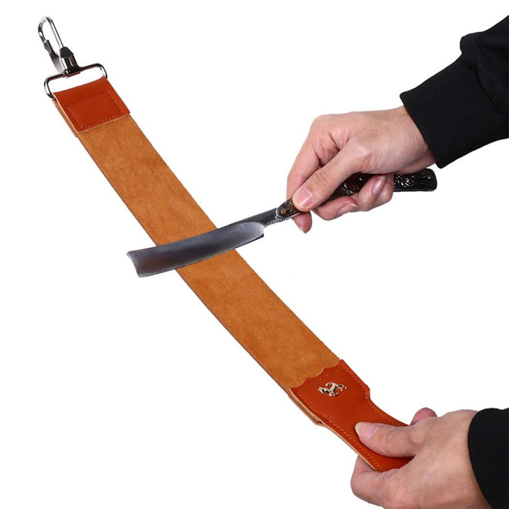 Grandslam Leather Strop for Straight Razor Sharpening and Smooth Professional Straight Razor Knife Cowhide Dual Strop Ye