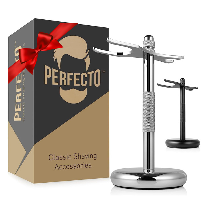 Perfecto Deluxe Chrome Razor and Brush Stand The Best Safety Razor Stand This Will Prolong The Life of Your Shaving Brus