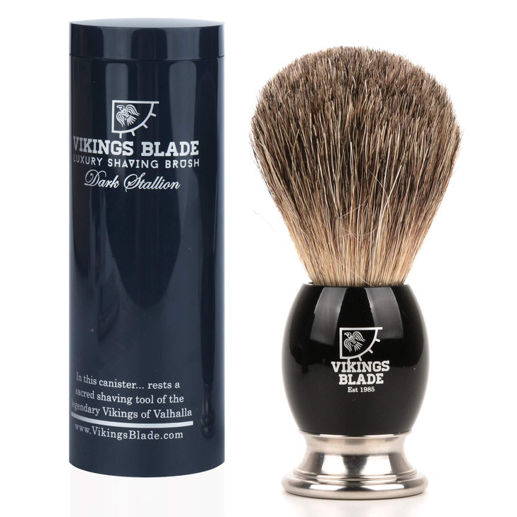 Luxury Shaving Brush for Men by VIKINGS BLADE Ultra Heavy Acrylic 316L Steel Handle Super Strong Knot Backbone Minimal S
