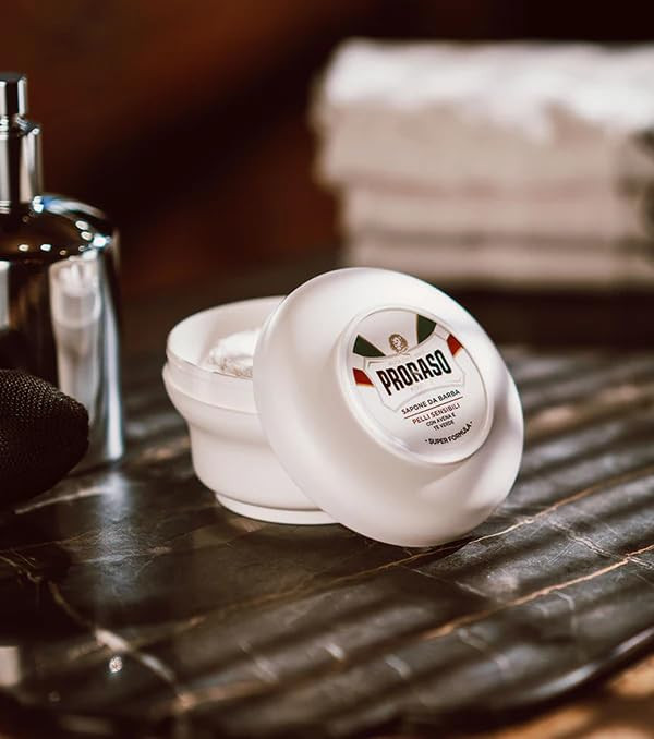 Proraso Shaving Soap Oatmeal Green Tea Nourishing Gentle Formula Shave Soap in a Bowl for Sensitive Skin Premium Italian